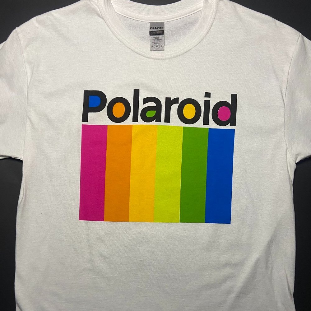 Polaroid Rainbow White T-Shirt Men's Medium Unisex